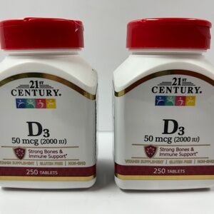 New 21st Century Vitamin D3 50mcg 2000 IU Bone & Immune Health 250 ct exp: 8/27